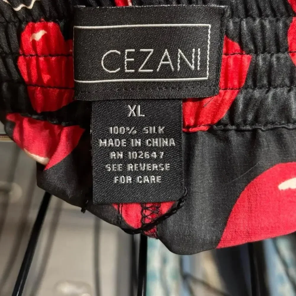 VTG Cezani 100% Silk Boxer Shorts XL - Red Hearts Print - NWT